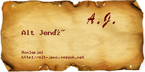 Alt Jenő névjegykártya